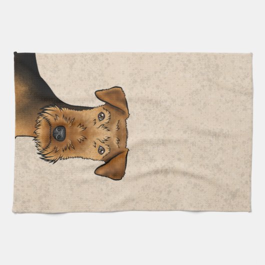 Airedale Terrier Bingley Terrier Hondenkop Beige Theedoek (Horizontaal)