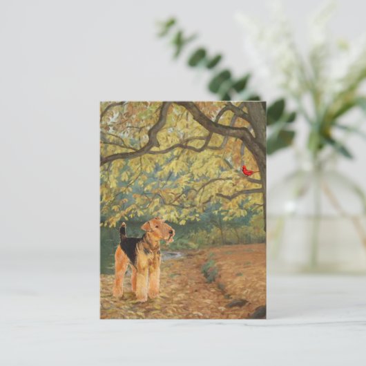 Airedale Terrier Birdwatch Briefkaart (Staand voorkant)
