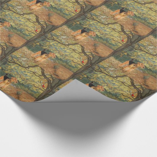 Airedale Terrier Birdwatch Cadeaupapier (Hoek)