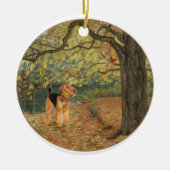 Airedale Terrier Birdwatch Keramisch Ornament (Voorkant)