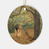 Airedale Terrier Birdwatch Keramisch Ornament (Links)