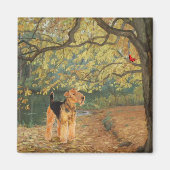 Airedale Terrier Birdwatch Magneet (Voorkant)