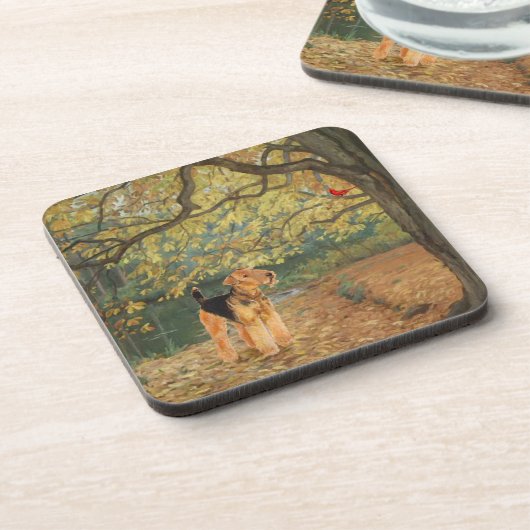 Airedale Terrier Birdwatch Onderzetter (Linkerzijde)