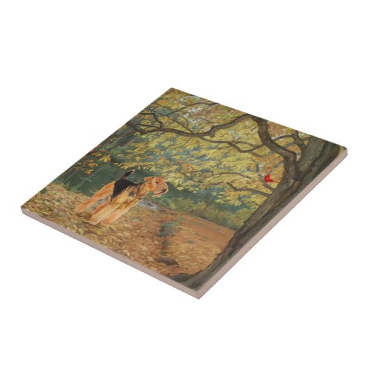 Airedale Terrier Birdwatch Tegeltje (Zijkant)