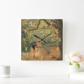 Airedale Terrier Birdwatch Vierkante Klok (Huis)