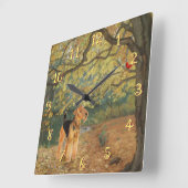 Airedale Terrier Birdwatch Vierkante Klok (Hoek)