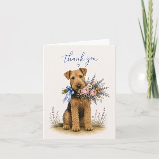 Airedale Terrier Bloemboeket Bedankt (Voorkant)
