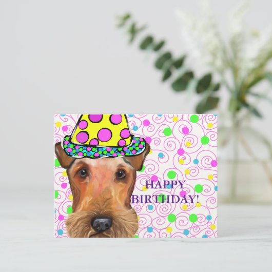 AIREDALE TERRIËR BRIEFKAART (Staand voorkant)