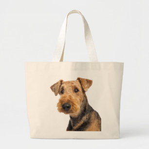 Airedale Terrier Brown & Black Puppy Dog Love Grote Tote Bag