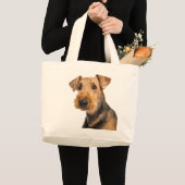 Airedale Terrier Brown & Black Puppy Dog Love Grote Tote Bag (Voorkant (product))