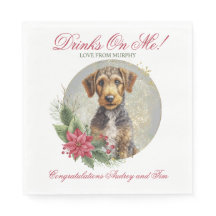 Airedale Terrier bruiloft servetten met honden Fot