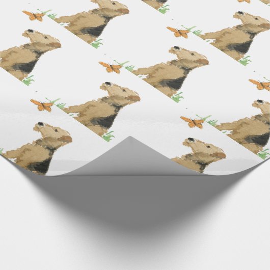 Airedale Terrier & Butterfly Cadeaupapier (Hoek)