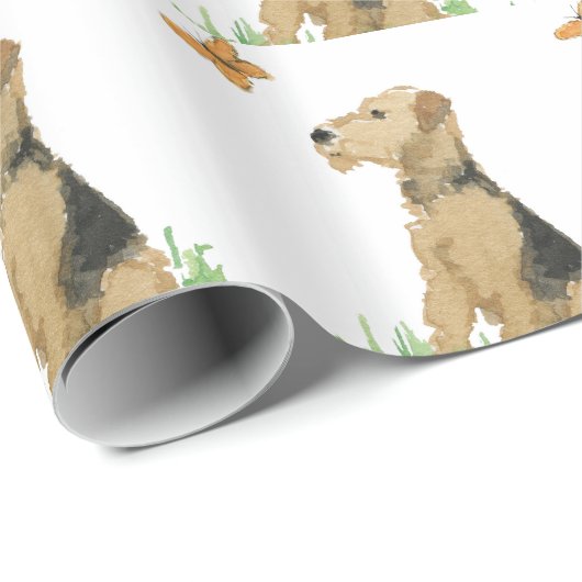 Airedale Terrier & Butterfly Cadeaupapier (Rol Hoek)