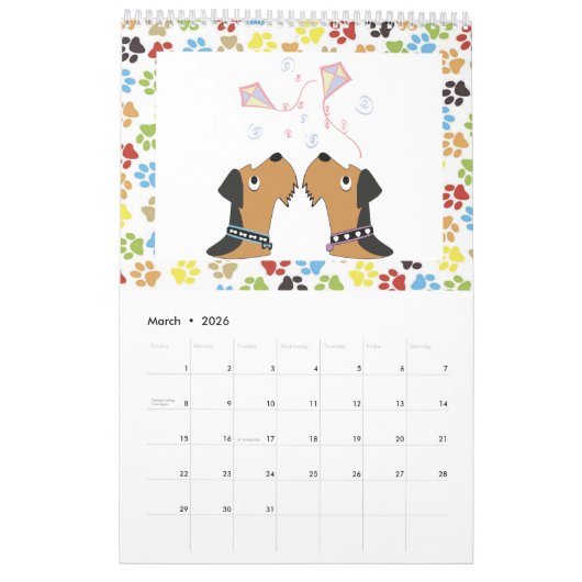 Airedale Terrier Calendar Kalender (Mar 2026)