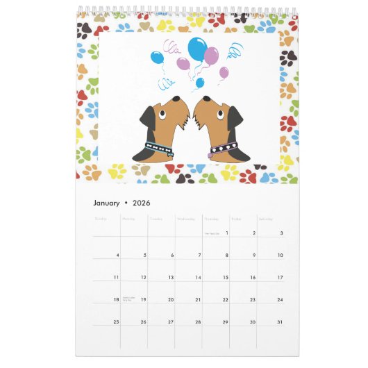 Airedale Terrier Calendar Kalender (Jan 2026)