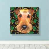 Airedale Terrier Canvas Afdruk (Insitu (Houten vloer))