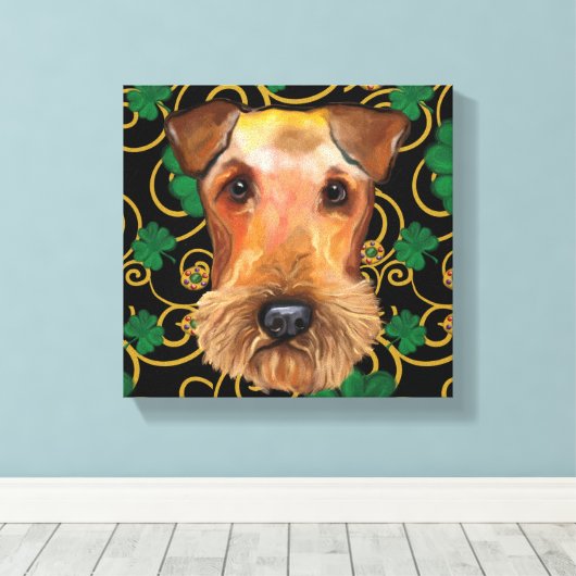 Airedale Terrier Canvas Afdruk (Insitu (Houten vloer))