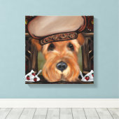 AIREDALE TERRIER CANVAS AFDRUK (Insitu (Houten vloer))