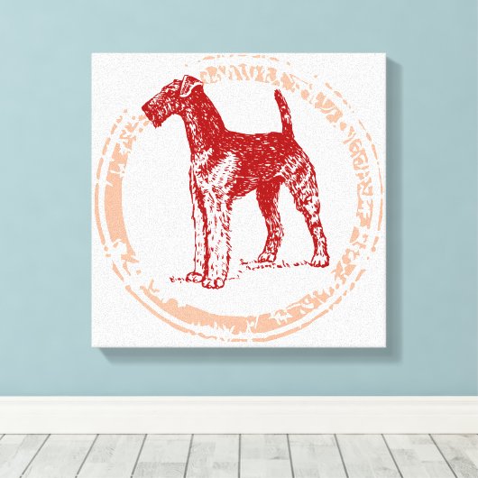 Airedale Terrier Canvas Afdruk (Insitu (Houten vloer))