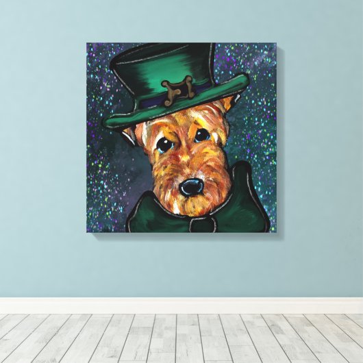 AIREDALE TERRIER CANVAS AFDRUK (Insitu (Houten vloer))