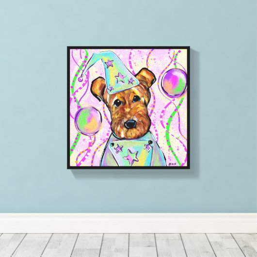 AIREDALE TERRIER CANVAS AFDRUK (Insitu (Houten vloer))