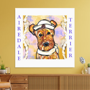 AIREDALE TERRIËR   CANVAS AFDRUK