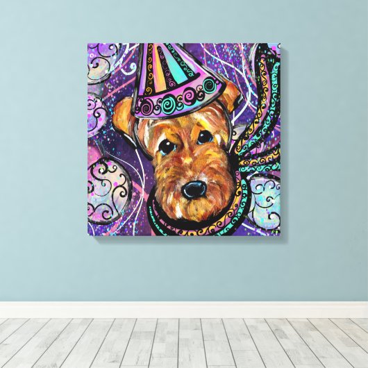 AIREDALE TERRIËR CANVAS AFDRUK (Insitu (Houten vloer))