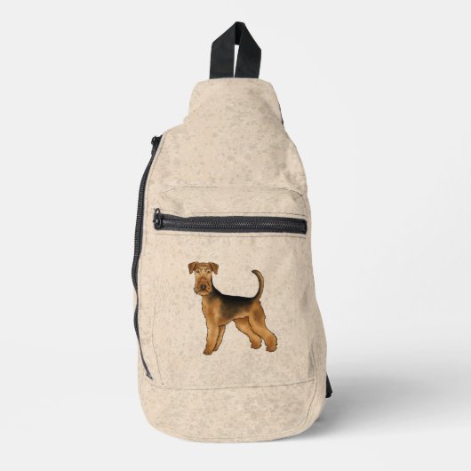 Airedale Terrier Cartoon Hond Bingley Terrier Hond Sling Bag (Voorkant)
