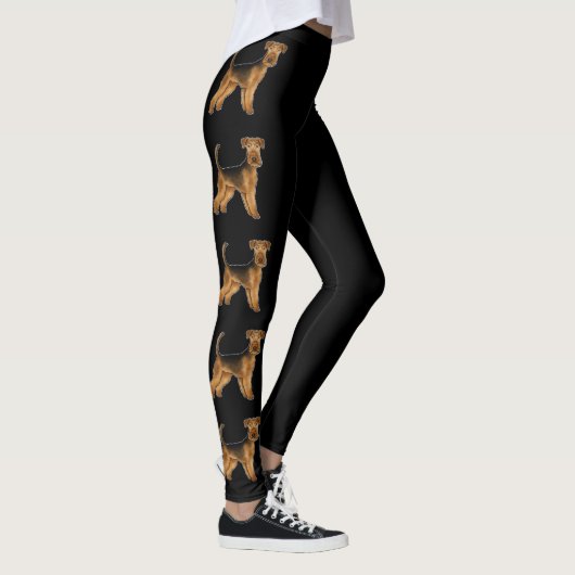 Airedale Terrier Cartoon Hond Bingley Terrier Zwar Leggings (Rechts)