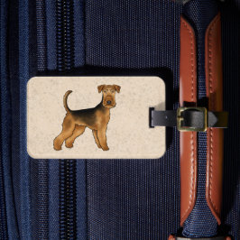 Airedale Terrier Cartoon Hond met aangepaste tekst Bagagelabel