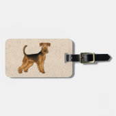 Airedale Terrier Cartoon Hond met aangepaste tekst Bagagelabel (Voorkant horizontaal)