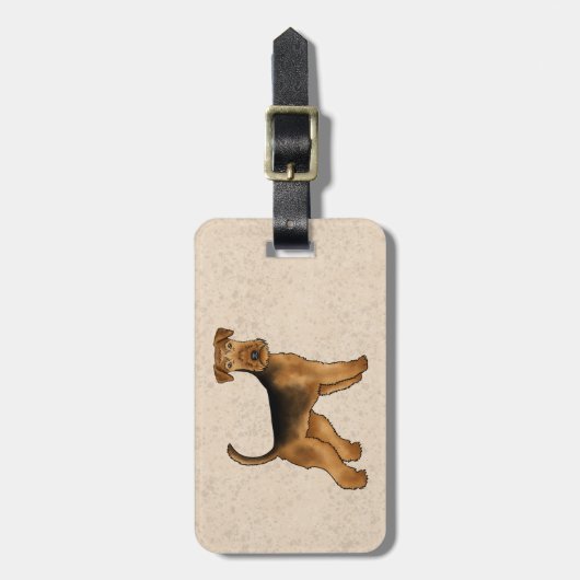 Airedale Terrier Cartoon Hond met aangepaste tekst Bagagelabel (Voorkant verticaal)