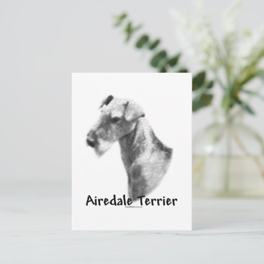Airedale Terrier Charcoal Briefkaart (Staand voorkant)