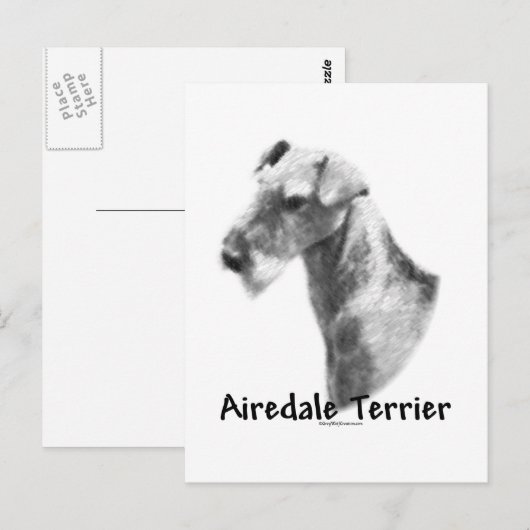 Airedale Terrier Charcoal Briefkaart (Voorkant / Achterkant)