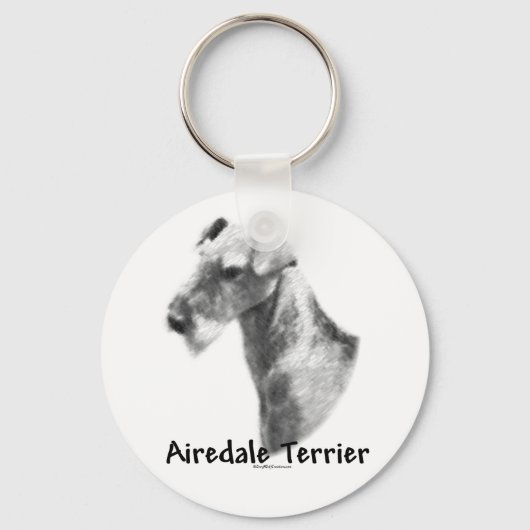 Airedale Terrier Charcoal Sleutelhanger (Voorkant)