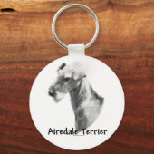 Airedale Terrier Charcoal Sleutelhanger (Voorkant)