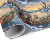 Airedale Terrier Christmas Boat Holiday Cadeaupapier (Rol Hoek)
