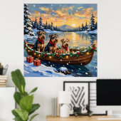 Airedale Terrier Christmas Boat Holiday Poster (Thuiskantoor)