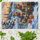 Airedale Terrier Christmas Boat Holiday Theedoek (Gevouwen)