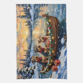 Airedale Terrier Christmas Boat Holiday Theedoek (Verticaal)