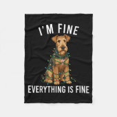 Airedale Terrier Christmas I'm Fine Everything Is Fleece Deken (Voorkant)