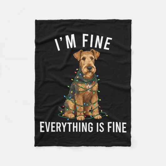Airedale Terrier Christmas I'm Fine Everything Is  Fleece Deken (Voorkant)