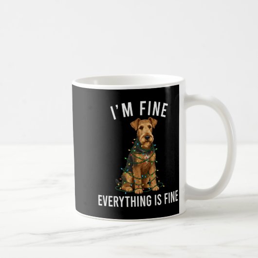 Airedale Terrier Christmas I'm Fine Everything Is Koffiemok (Rechts)