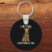 Airedale Terrier Christmas I'm Fine Everything Is Sleutelhanger (Voorkant)