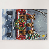 Airedale Terrier Christmas Red Truck Holiday Legpuzzel (Horizontaal)
