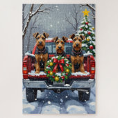 Airedale Terrier Christmas Red Truck Holiday Legpuzzel (Verticaal)