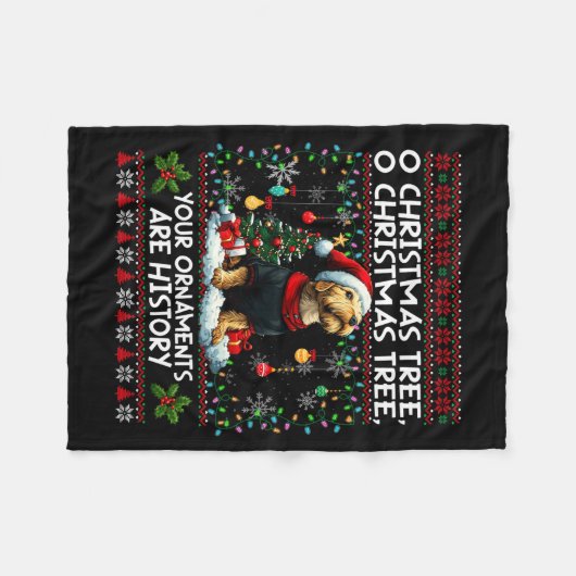 Airedale Terrier Christmas Tree Decorations Dog Lo Fleece Deken (Voorkant (Horizontaal))