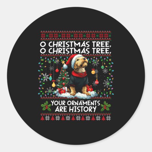 Airedale Terrier Christmas Tree Decorations Dog Lo Ronde Sticker (Voorkant)