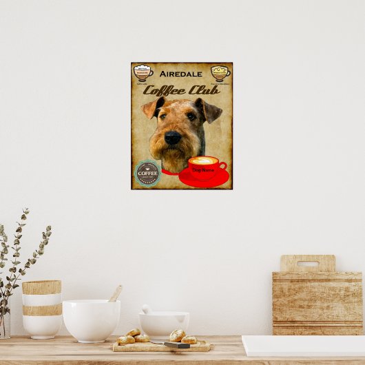 Airedale Terrier Coffee Club Poster (Keuken)