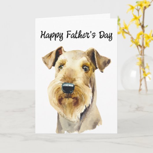 Airedale Terrier Custom Dog Dad Vaderdag Kaart (Gele Bloem)
